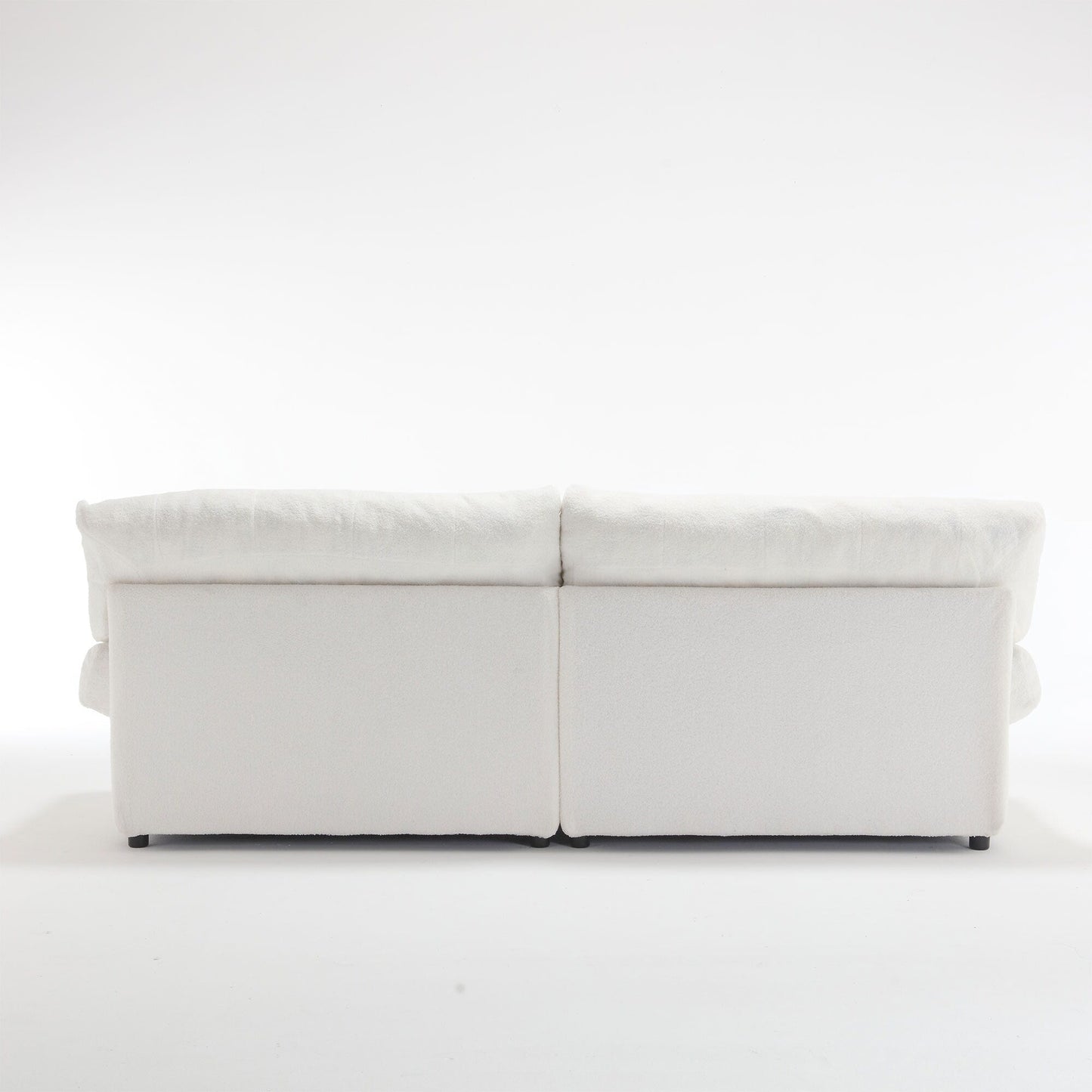 White 96.46'' Button-Tufted Fabric 2-Seater Sofa, Sturdy and Comfy Frame for Living Room