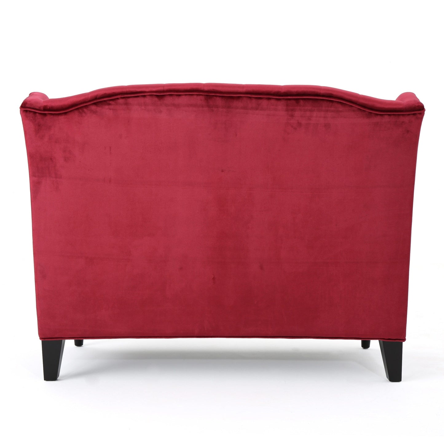 Wine Red 50.25 Velvet Button Tufted High Wingback Loveseat Sofa with Wood Legs for Living Room