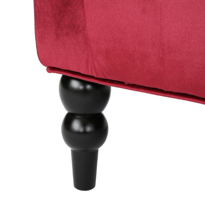 Wine Red 50.25 Velvet Button Tufted High Wingback Loveseat Sofa with Wood Legs for Living Room