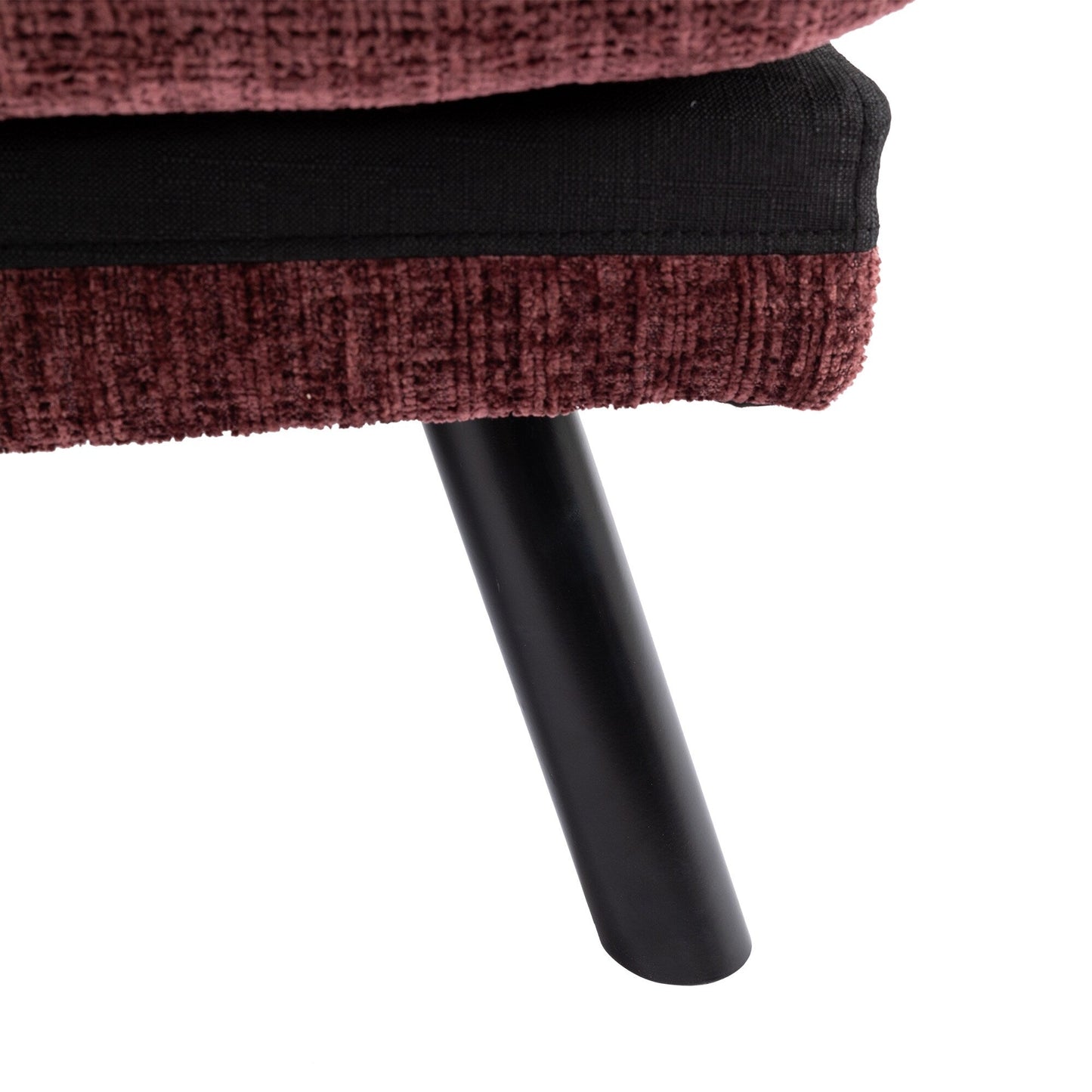 Wine Red 75.6 Chenille Convertible Loveseat Futon Sofa Bed with Metal Legs for Living Room