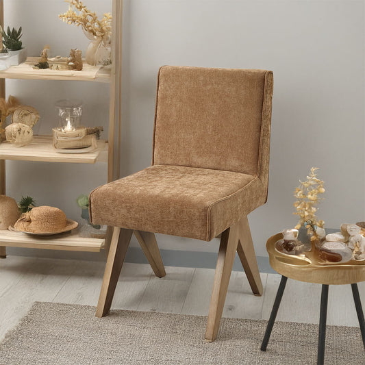 Chaise d'appoint Zoey (lot de 2) - Chenille chocolat et chêne