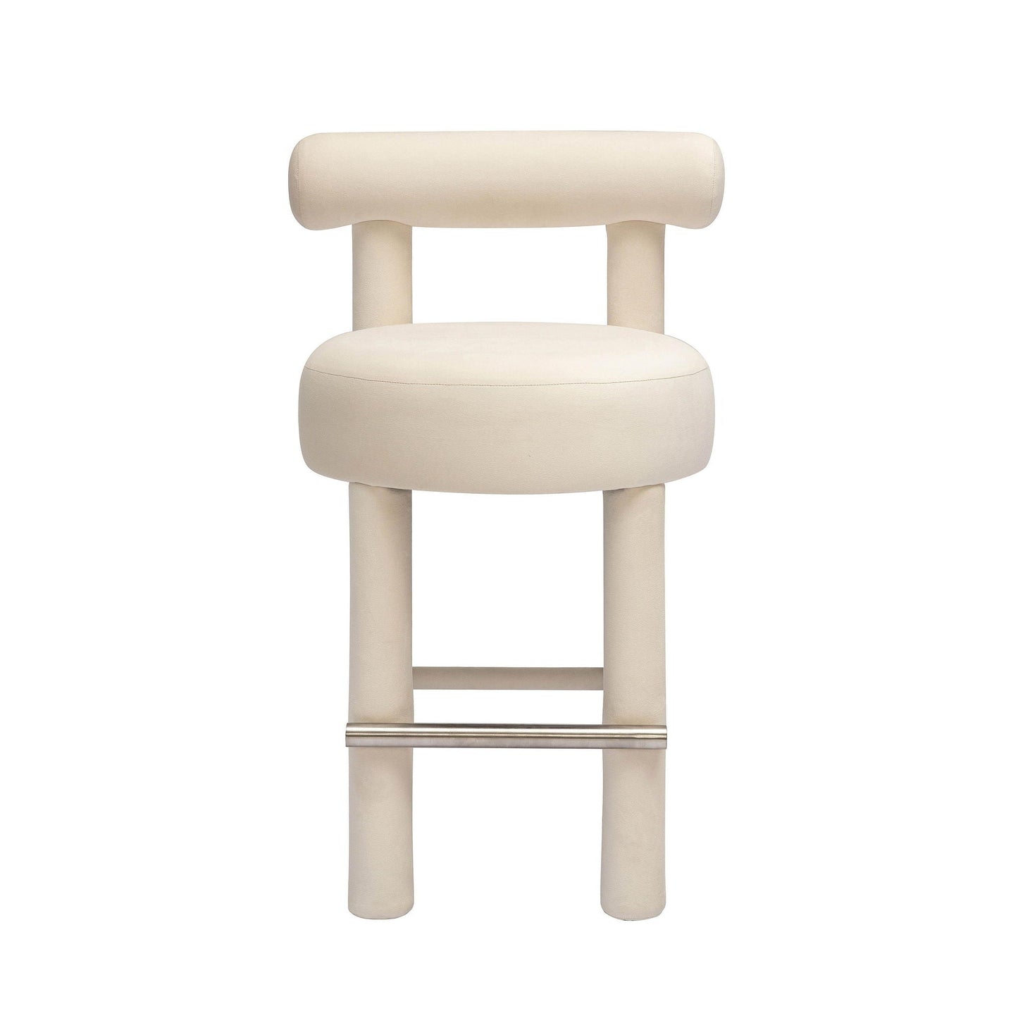 Carmel - Tabouret de bar en velours - Crème