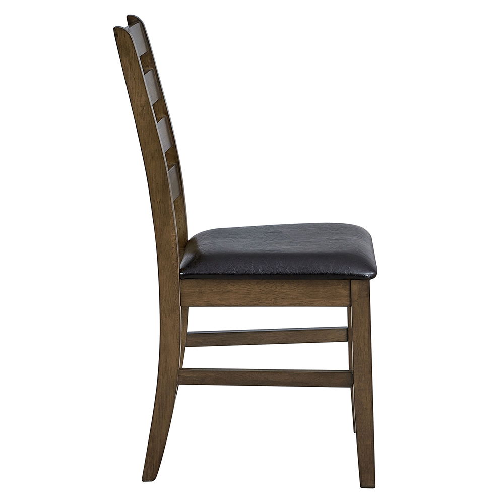 Damica - Chaise d'appoint (lot de 2) - Cuir synthétique marron et noyer