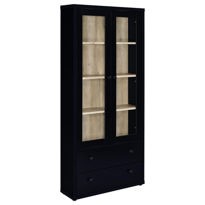 Hawthorne - Armoire haute à 4 étagères et portes vitrées avec tiroirs