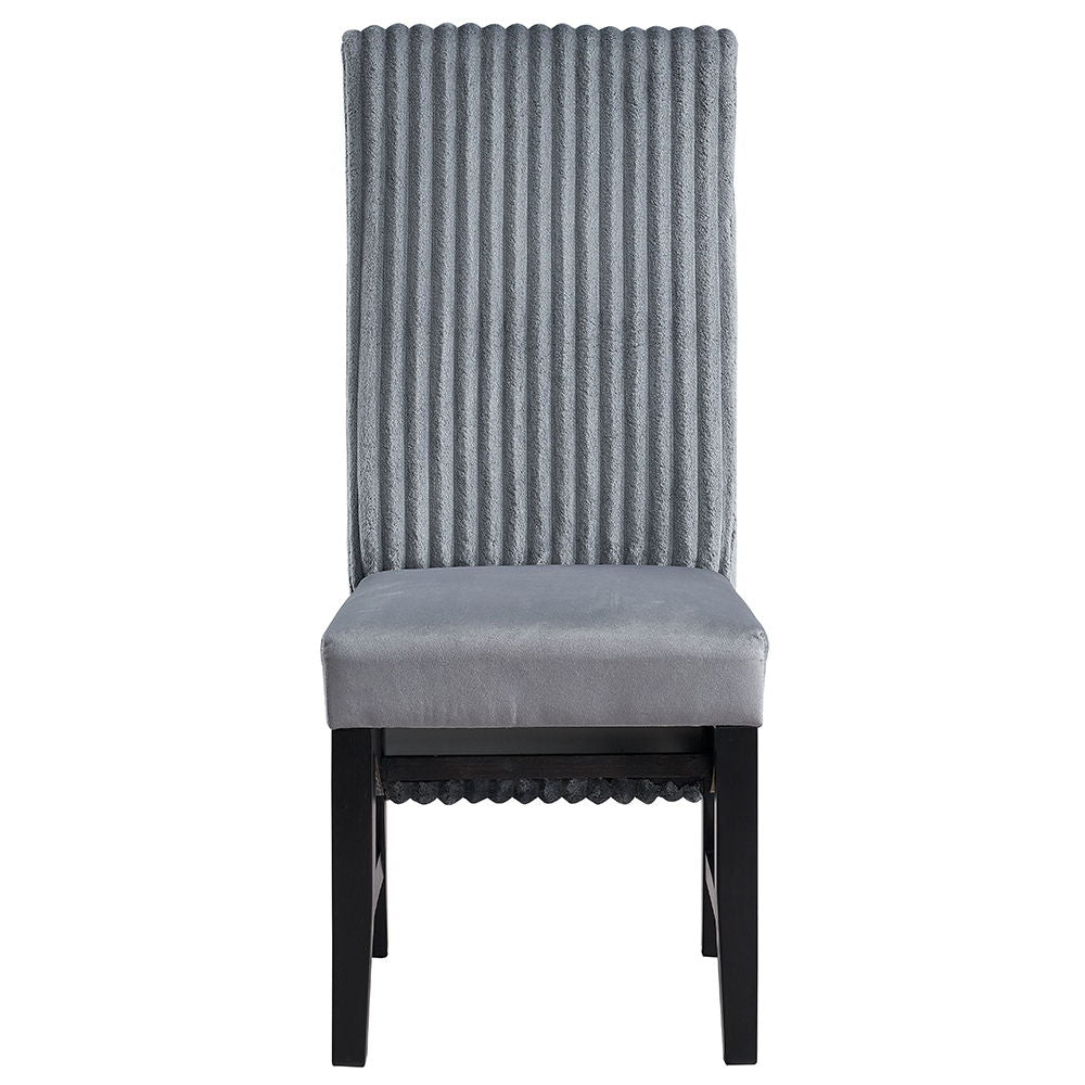 Kini - Chaise d'appoint (lot de 2) - Velours côtelé gris et noir