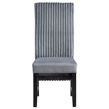 Kini - Chaise d'appoint (lot de 2) - Velours côtelé gris et noir