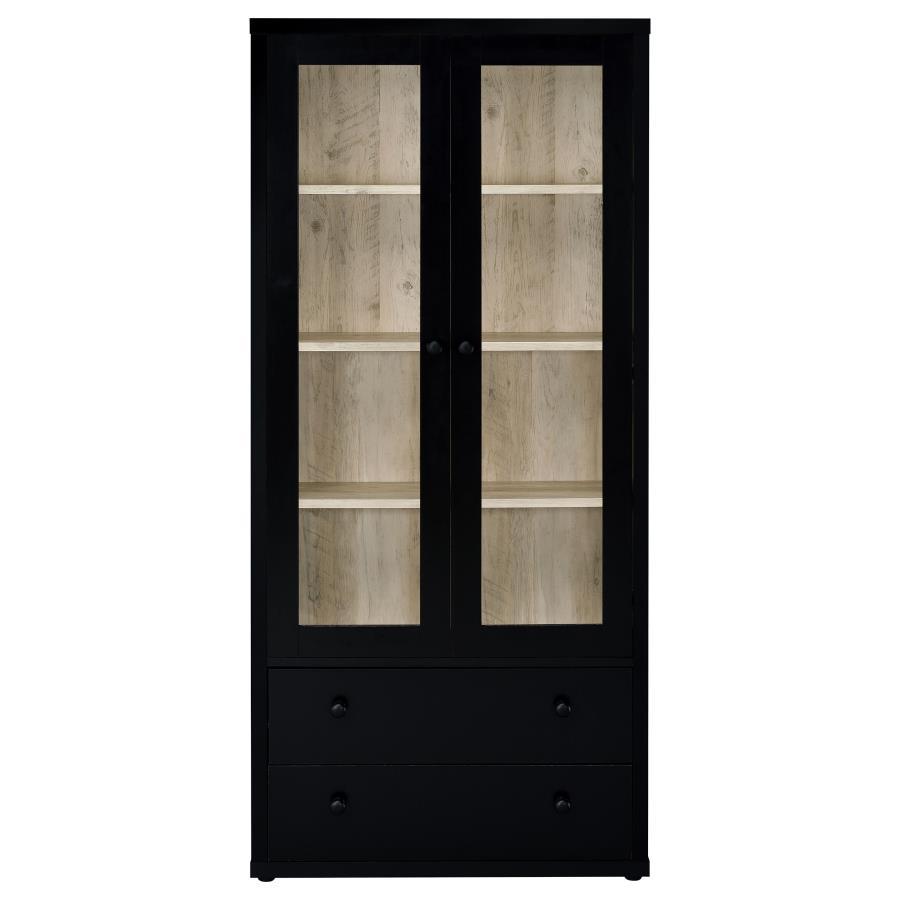 Hawthorne - Armoire haute à 4 étagères et portes vitrées avec tiroirs