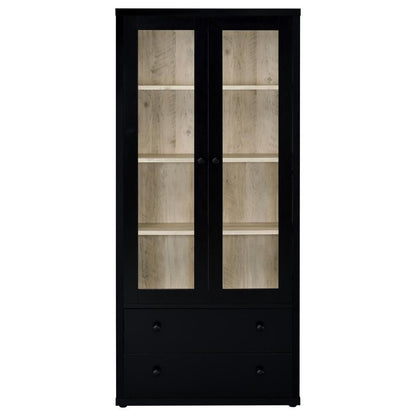 Hawthorne - Armoire haute à 4 étagères et portes vitrées avec tiroirs