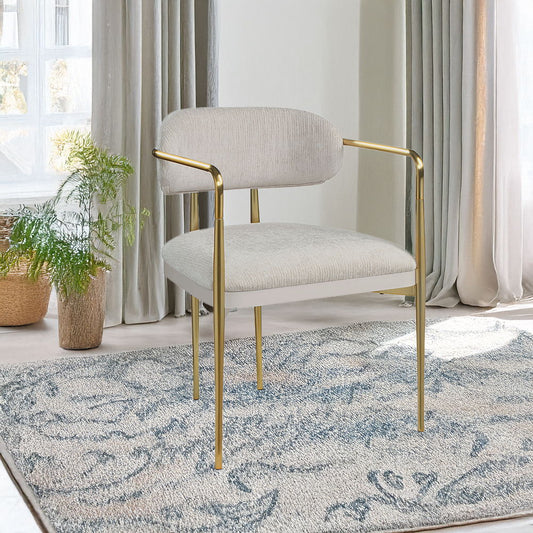 Zayn - Fauteuil (lot de 2) - Chenille beige et or