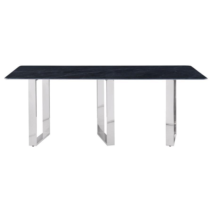 Desden - Table à manger rectangulaire en pierre frittée - Gris
