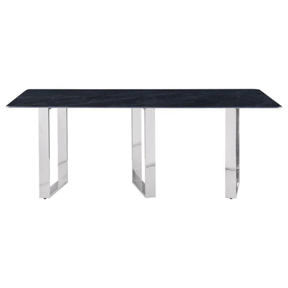 Desden - Table à manger rectangulaire en pierre frittée - Gris