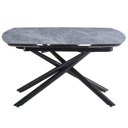 Hester - Table à manger avec plateau en céramique - Gris et noir
