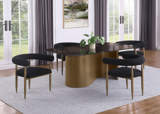 Edson - Ensemble de table à manger rectangulaire 5 pièces avec plateau en verre - Bronze