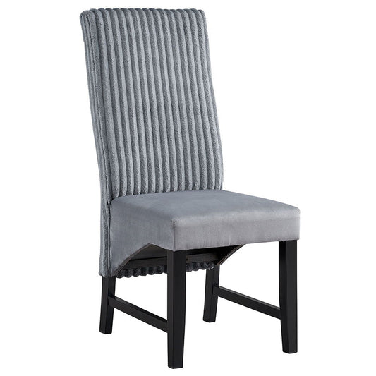 Kini - Chaise d'appoint (lot de 2) - Velours côtelé gris et noir