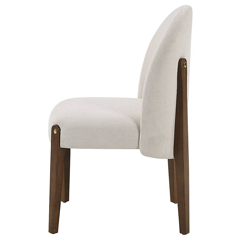 Gamarya - Chaise d'appoint (lot de 2) - Tissu blanc et chêne