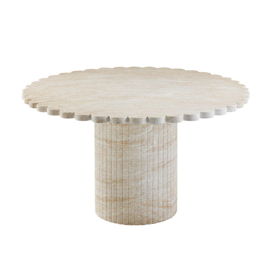 Blossom - Table à manger ronde d'intérieur/extérieur - Travertin lavé