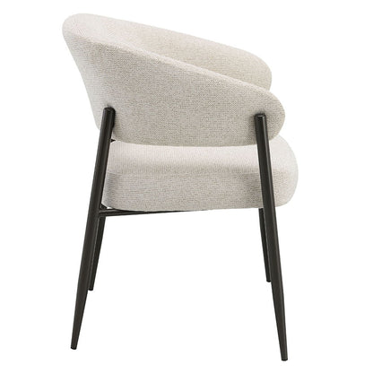 Jirina - Fauteuil en chenille avec pieds en métal (lot de 2) - Beige et noir