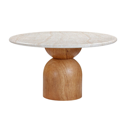 Cynthia - Table à manger ronde d'intérieur/extérieur en béton - Travertin
