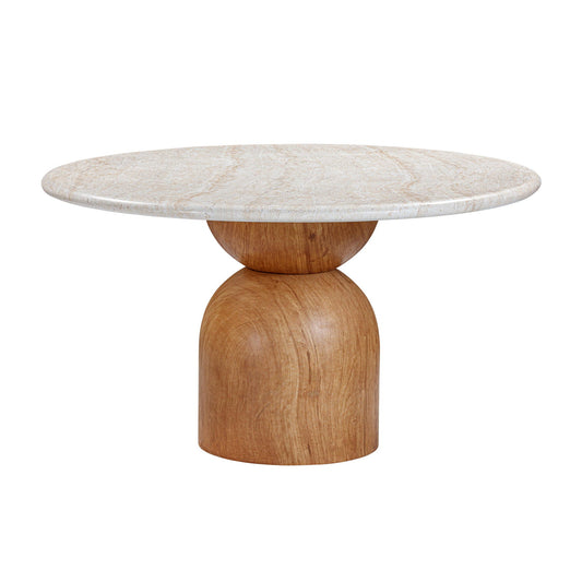 Cynthia - Table à manger ronde d'intérieur/extérieur en béton - Travertin