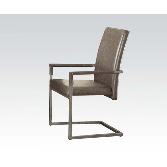Lazarus - Fauteuil (lot de 2) - Cuir synthétique gris vintage et argent antique