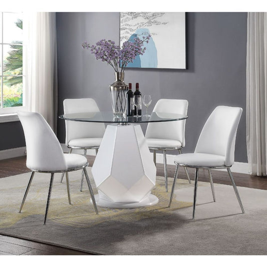Weizor - Chaise d'appoint (lot de 2) - Cuir synthétique blanc et chrome