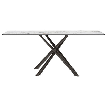 Carvell - Table à manger rectangulaire en pierre frittée - Mirage White