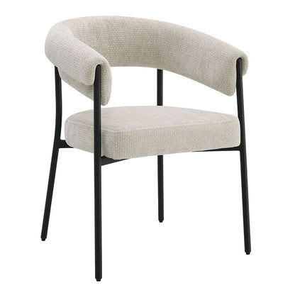 Jirina - Fauteuil en chenille (lot de 2) - Beige et noir