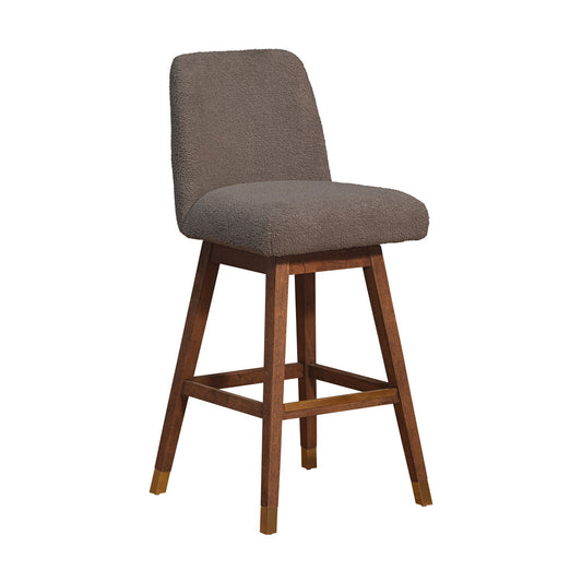 Amelia - Tabouret de bar pivotant - Chêne brun / Taupe