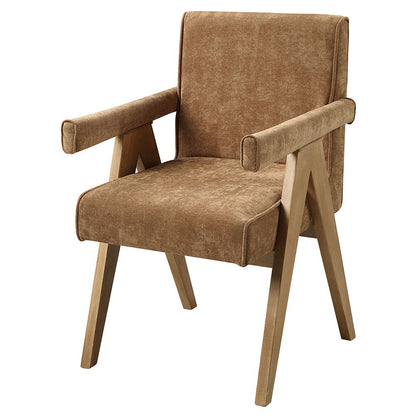 Zoey - Fauteuil (lot de 2) - Chenille chocolat et chêne