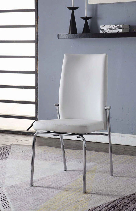Osias - Chaise d'appoint (lot de 2) - Cuir synthétique blanc et chrome