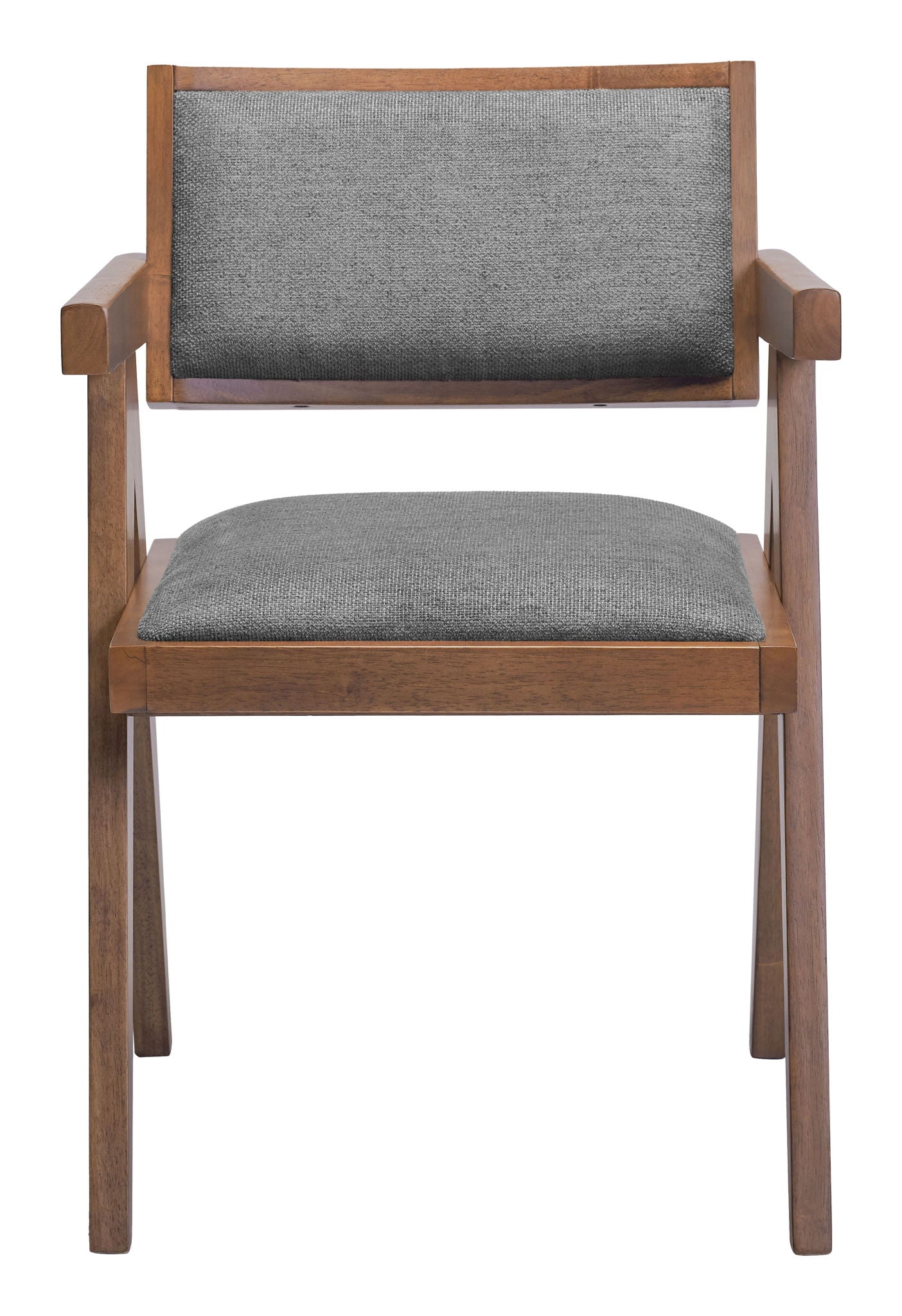 Delhi - Chaise de salle à manger (lot de 2) - Gris et noyer