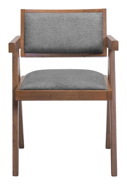 Delhi - Chaise de salle à manger (lot de 2) - Gris et noyer