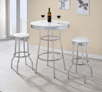 Ensemble de 3 tables de bar rondes style bistrot/pub rétro des années 1950