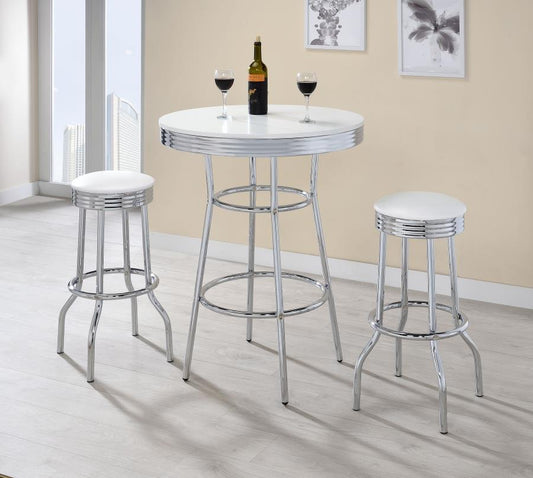 Ensemble de 3 tables de bar rondes style bistrot/pub rétro des années 1950