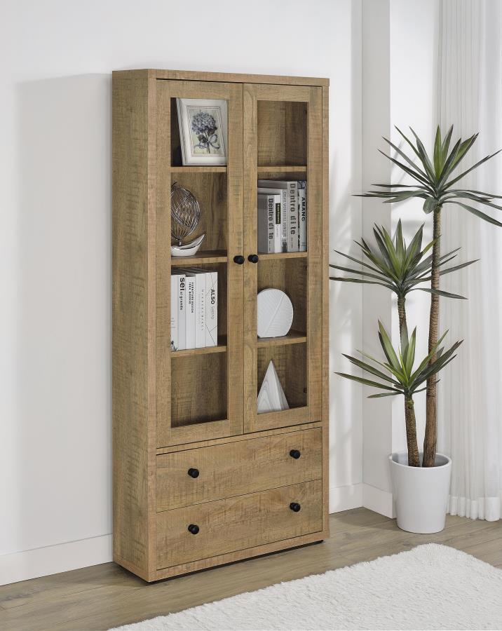 Hawthorne - Armoire haute à 4 étagères et portes vitrées avec tiroirs