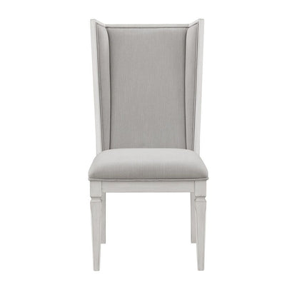 Katia - Chaise d'hôtesse (lot de 2) - Lin gris clair et blanc patiné