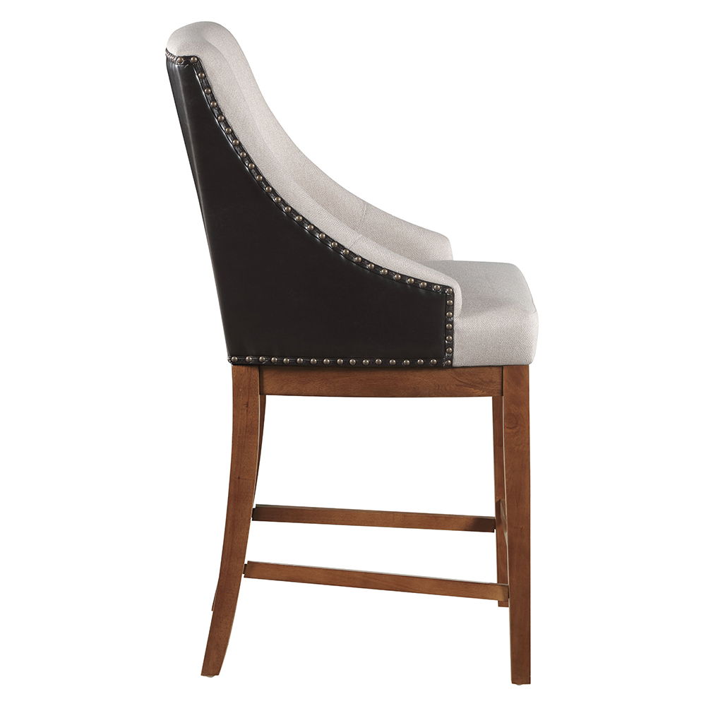 Gilsea - Chaises de comptoir (lot de 2) - Tissu, cuir synthétique marron et marron