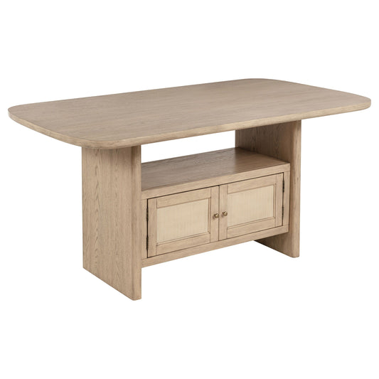 Kailani - Table de salle à manger en rotin avec rangement - Chêne beige