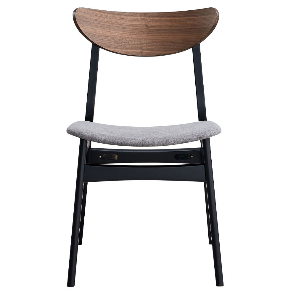 Rebi - Chaise d'appoint (lot de 2) - Lin gris, noyer et noir