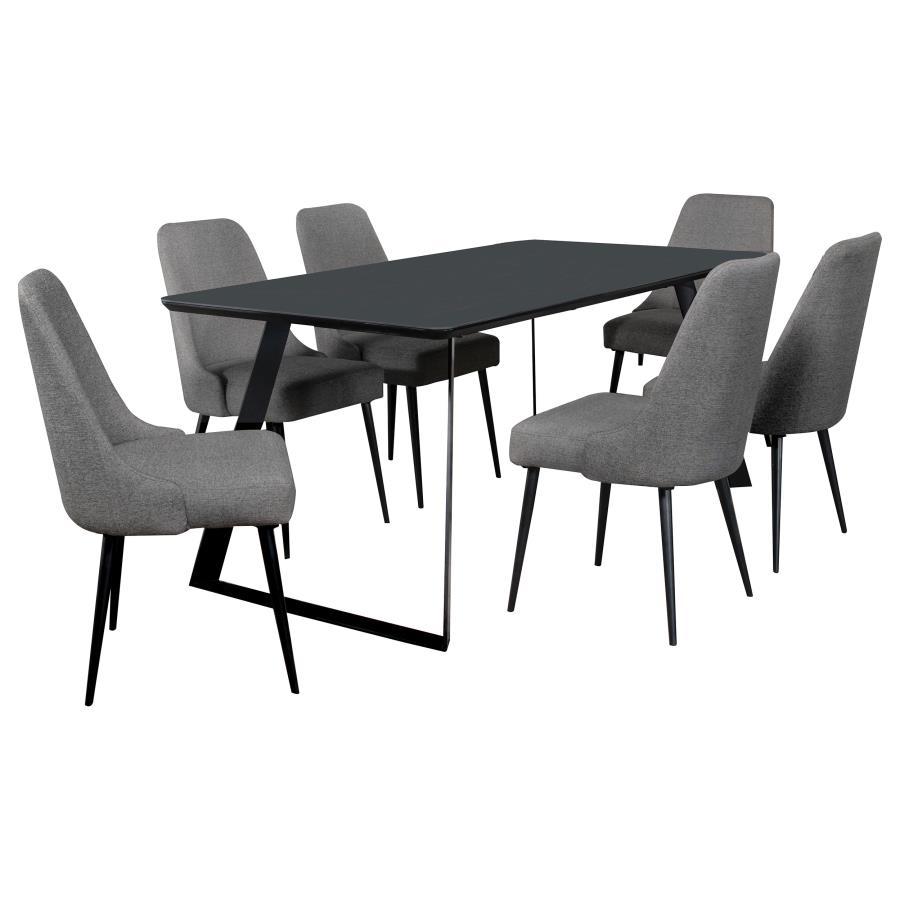 Smith - Ensemble de table à manger rectangulaire avec plateau en céramique