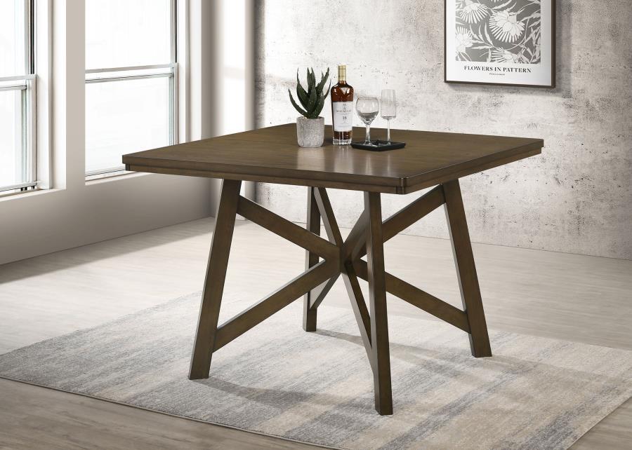 Canfield - Table à manger carrée de hauteur comptoir - Marron