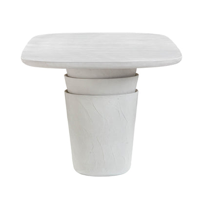 Margot - Table à manger en béton imitation plâtre pour intérieur/extérieur - Gris clair
