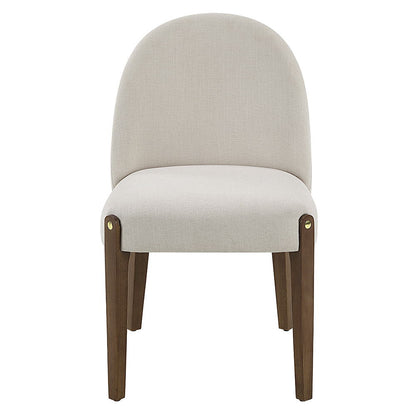 Gamarya - Chaise d'appoint (lot de 2) - Tissu blanc et chêne