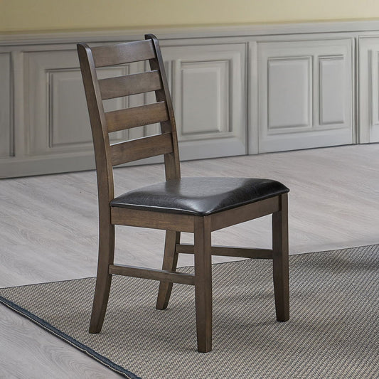 Damica - Chaise d'appoint (lot de 2) - Cuir synthétique marron et noyer