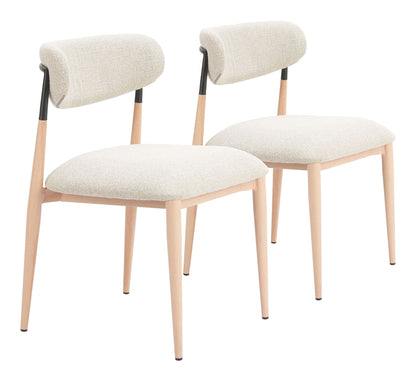 Equinox - Chaise de salle à manger sans accoudoirs (lot de 2) - Gris huître et naturel
