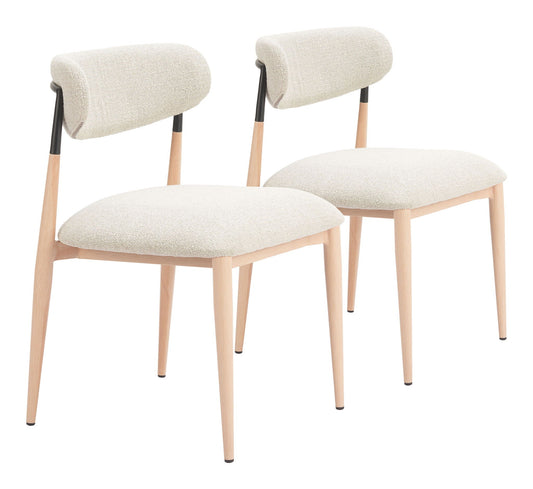 Equinox - Chaise de salle à manger sans accoudoirs (lot de 2) - Gris huître et naturel