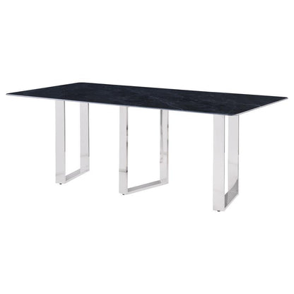 Desden - Table à manger rectangulaire en pierre frittée - Gris