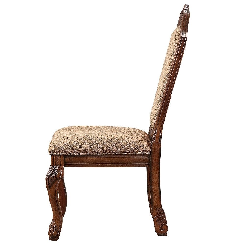 Chateau De Ville - Chaise d'appoint (lot de 2) - Tissu et finition cerisier
