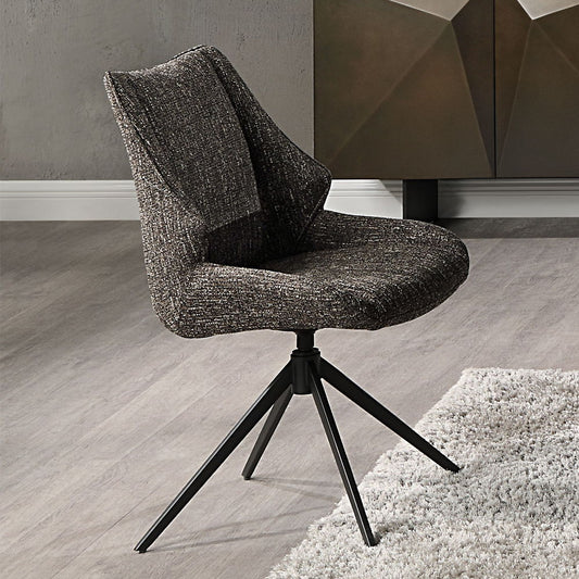 Malika - Chaise d'appoint pivotante (lot de 2) - Chenille marron