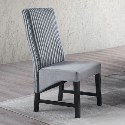 Kini - Chaise d'appoint (lot de 2) - Velours côtelé gris et noir